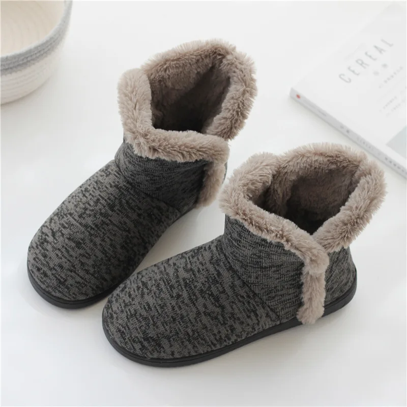 

Men Snow Boots Winter Warm Plush Cotton Shoes Solid Concise Non-slip Round Toe High Top Male Fur Shoe Sapatos Para Hombre