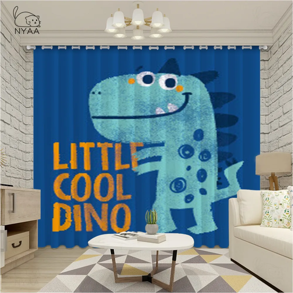 

Dinosaur Curtains For Children Room Cartoon Curtains For Boys Room Cute Window Drapes For Kids Bedroom Ultra-thin Micro Shading
