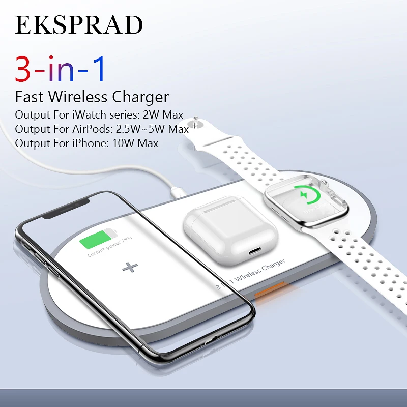 

Беспроводное зарядное устройство 3 в 1 для iPhone 12 11 Pro X XS XR 8 8Plus Apple Watch 5 4 3 2 Airpods 2 Pro Buds Plus, быстрая зарядка телефона