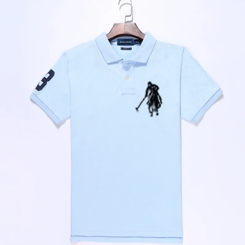 

Summer Good Quality Chemise Homme 100%Cotton big horse Short-Sleeved Embroidered Business Casual Men Polo Shirt hombre polo