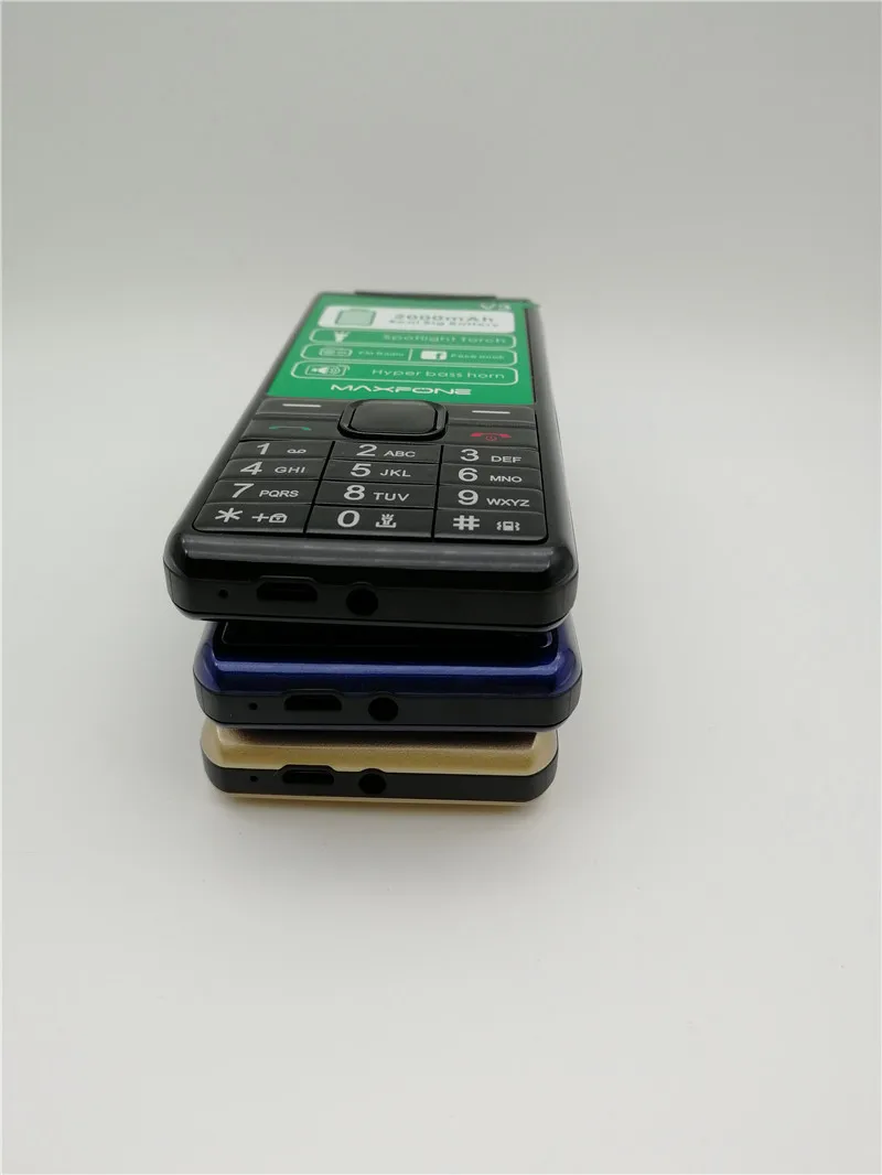 Maxfone V3 кнопочные сотовые телефоны с 1,77 дюймов 2000 мАч две sim-камеры Bluetooth Spotlight большой динамик FM дешевый мобильный телефон