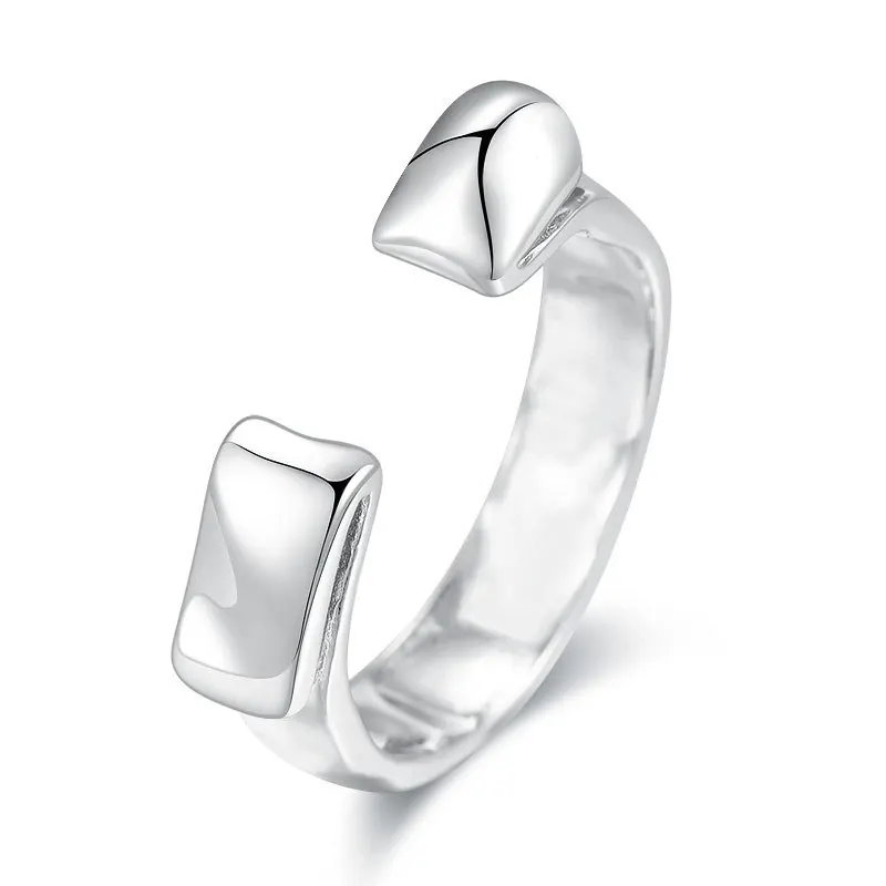 

Real S925 Sterling Silver Glossy Origami Rings for Women Irregular Japan Korea Minimalist Rings Ladies 2021 Designer Jewelry