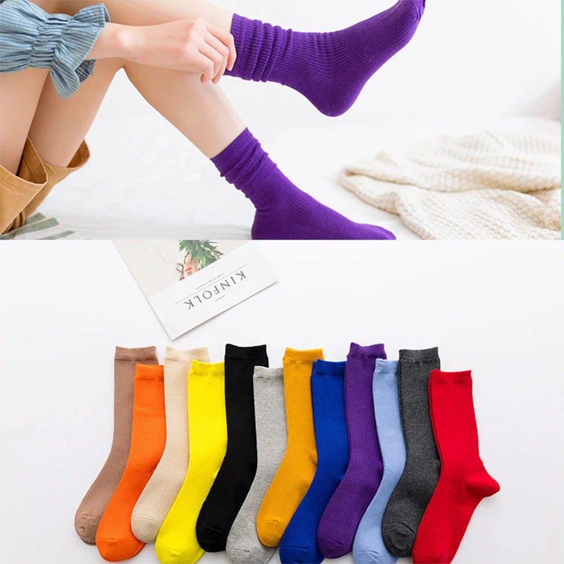 3Pairs/lot=6Pieces Autumn Winter Ladies Cotton Socks Vertical Stripes Long Tube Wild Women Fashion | Женская одежда