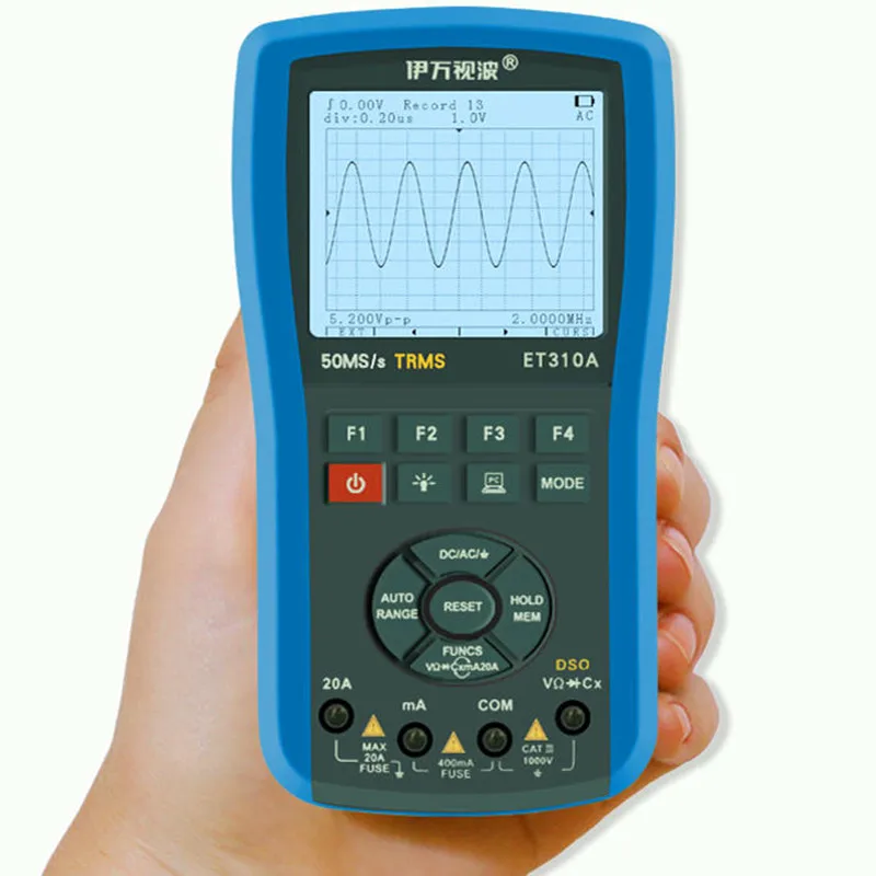 ET310A 2 в 1 20 МГц 80Msps цифровой Ручной осциллограф для хранения ScopeMeter True RMS мультиметр