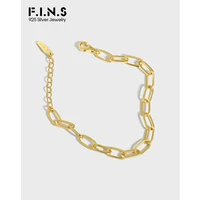 f i n s korean fashion design simple 925 sterling silver bracelet link chain stackable minimalist fine jewelry for women men
