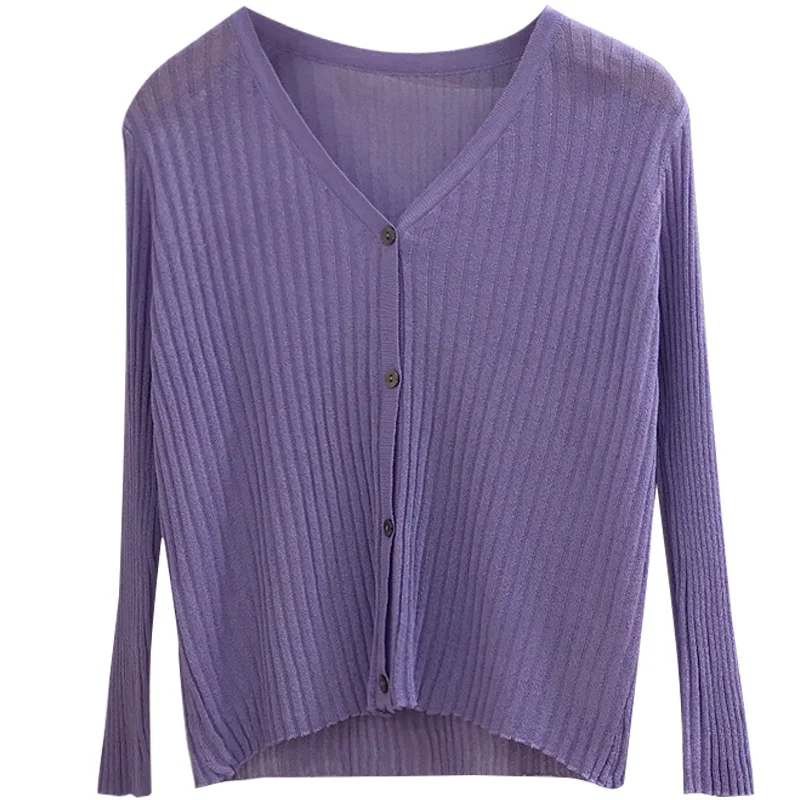 

2021 Summer Women's Short Thin Knit Sweater Sun Protection Clothing Cardigan Jacket Fashion Casual Daily Office Travel Tops