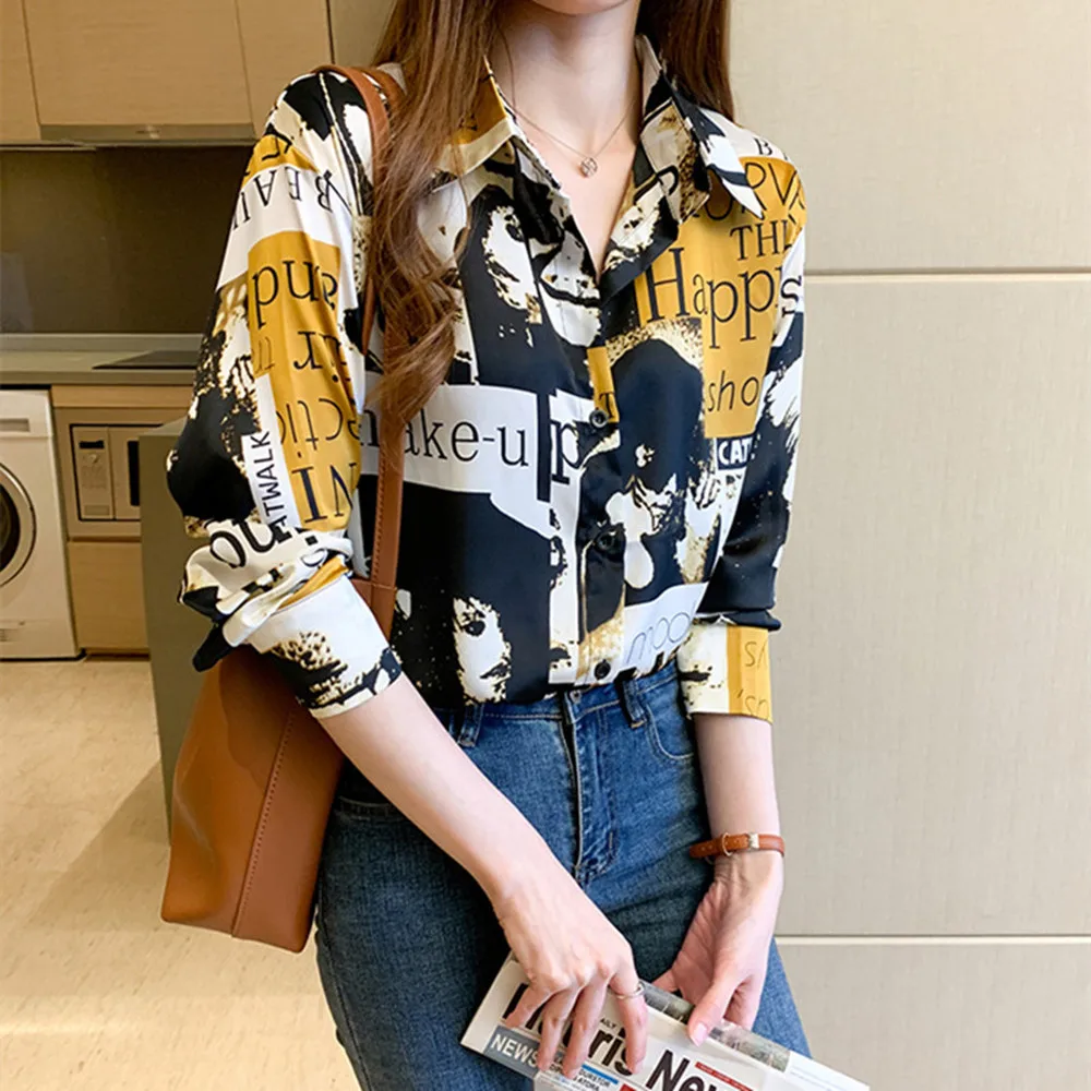 

Office Ladies Blouse Turn-Down Long Sleeve Shirt Autumn Elegant Single-Breasted Design Blusas 2021 Women's Clothing