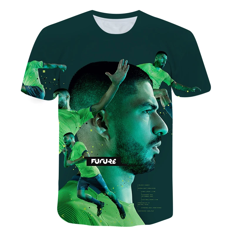 

Boys T-Shirt 3D Printed Soccer Star Simple Patten Teenager Summer O-Neck Thin and Light Short Sleeve Football Tees Kids Tops