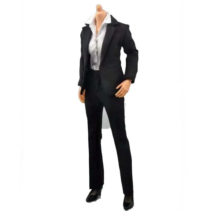 

1/6 scale Black Women Suit With White Shirt Belt Office Uniform for 12in Action Figurel Female Soldier Toy