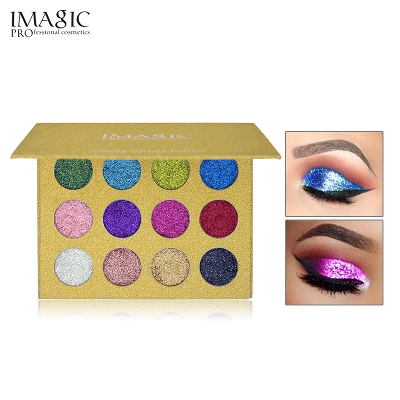 IMAGIC отжимаемые блестящие тени для век палитра 12 видов цветов яркие радужные