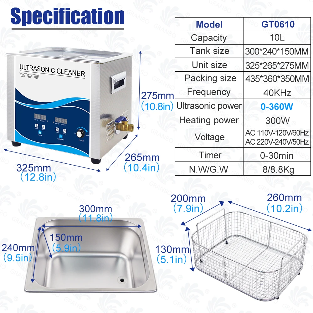 Ванночка для ультразвуковой очистки 360 Вт 40 кГц|Ультразвуковые очистители| |