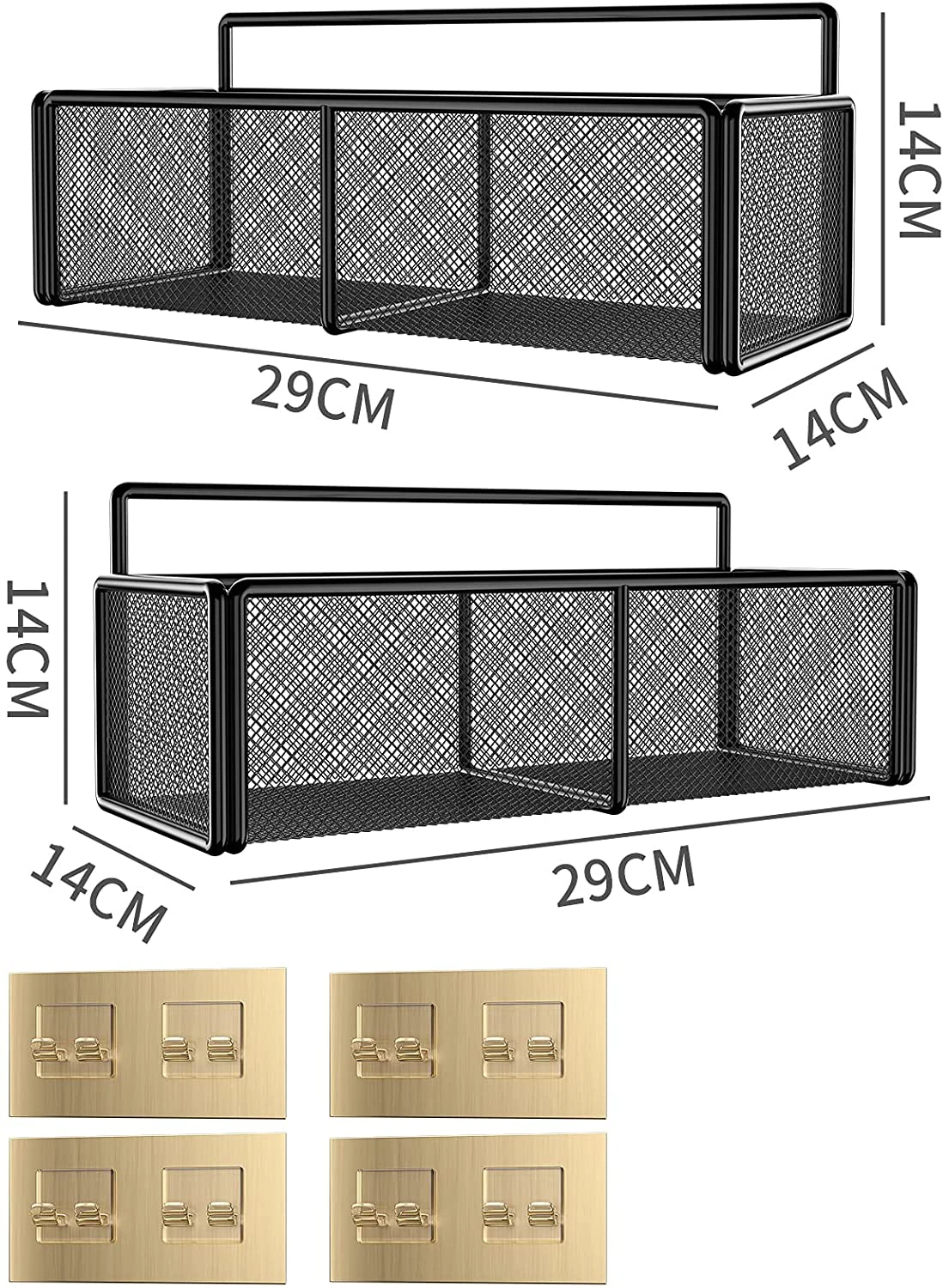 wall mounted rustproof storage basket with 4 adhesives no drilling storage rack for bathroom shower kitchen organizer free global shipping