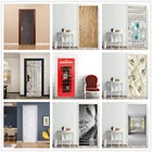 3D Визуальный ПВХ стикер для двери, украшения дома, обои, водонепроницаемый самоклеющийся постер, деревянная дверь, Декор, наклейка, телефонная будка, настенная