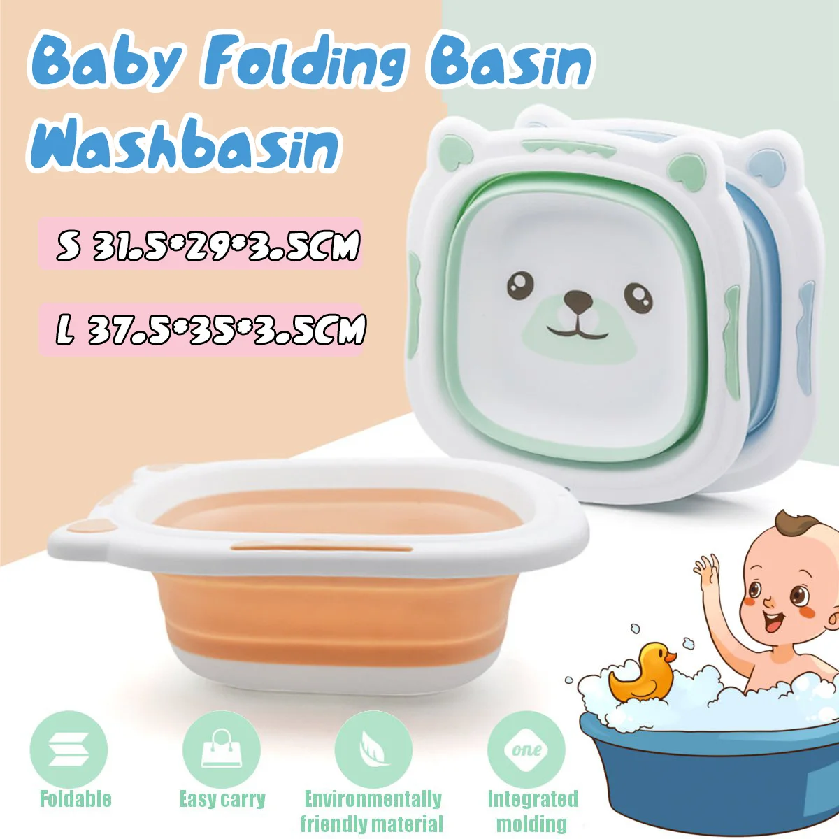 

Foldable Baby Bath Tub Folding Basin Silicone Bathtub Portable Children Washing Face Foot Tubs Collapsible Thicken Washbasin