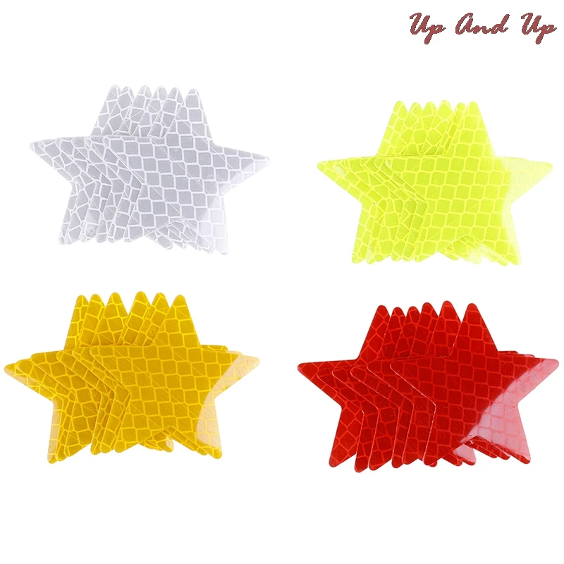 

4Pcs Reflector Stickers Decals Pentagram Reflective Warning Strip Tape Car Styling Car Bumper Reflective Strips Secure Star