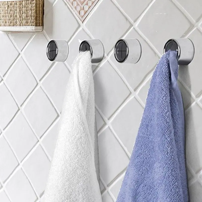 

32CD 3pcs Self Adhesive Round Towel Holder Wall Mount Wash Cloth Clip for Bathroom Kitchen No Drilling
