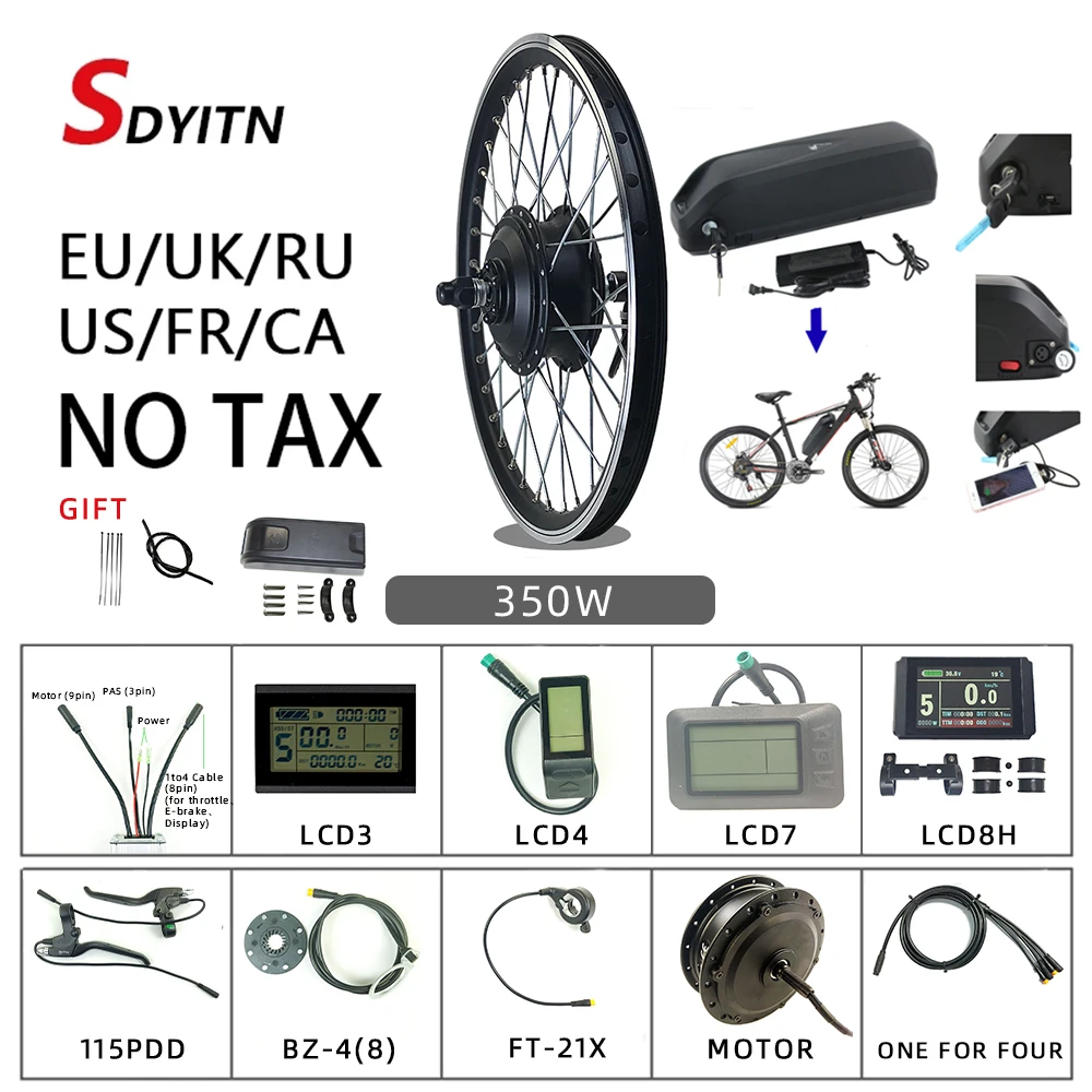 

Электровелосипед SDYITN горячая Распродажа, 36 В, 48 В, 250 Вт, комплект для переоборудования, водонепроницаемый, для электровелосипеда с литий-ион...