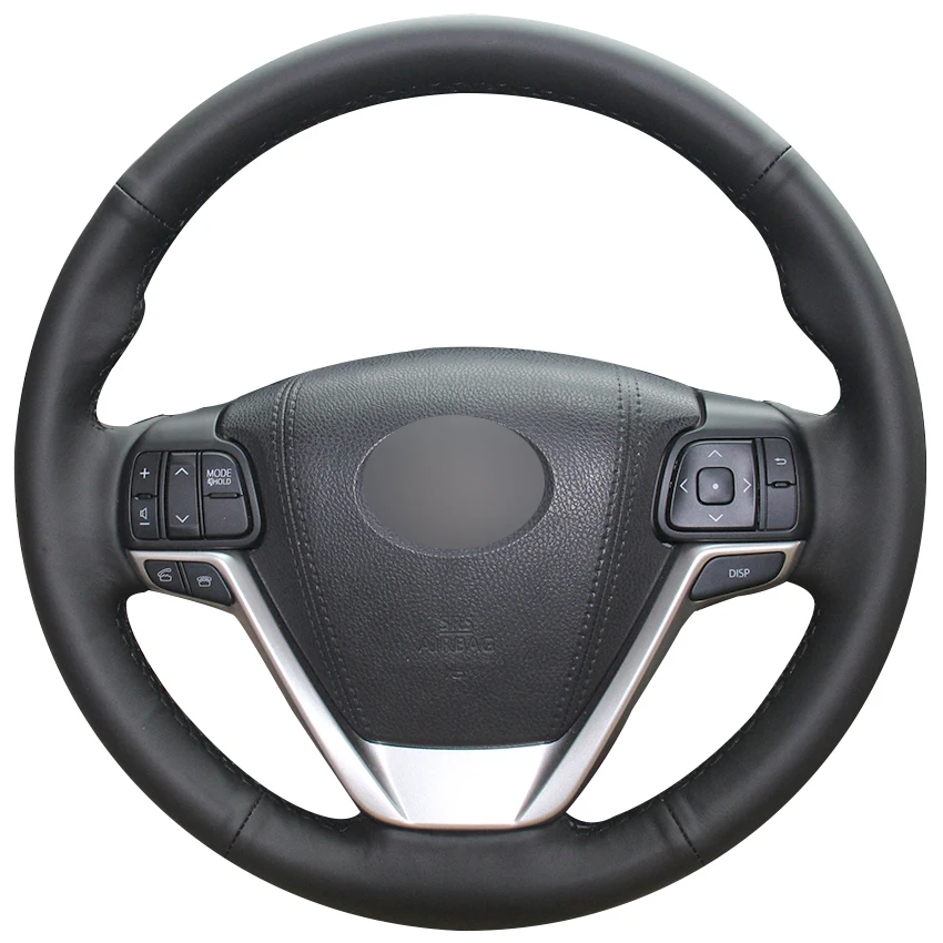 Черный кожаный чехол для Toyota Highlander 2015 2016 2017 Sienna 2017|car steering wheel cover|steering coverwheel cover |