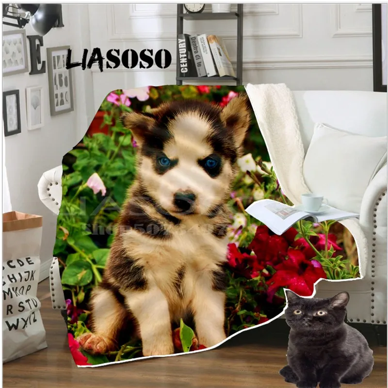 Диван в стиле аниме постельное белье офисное милое сибирское хаски собаки