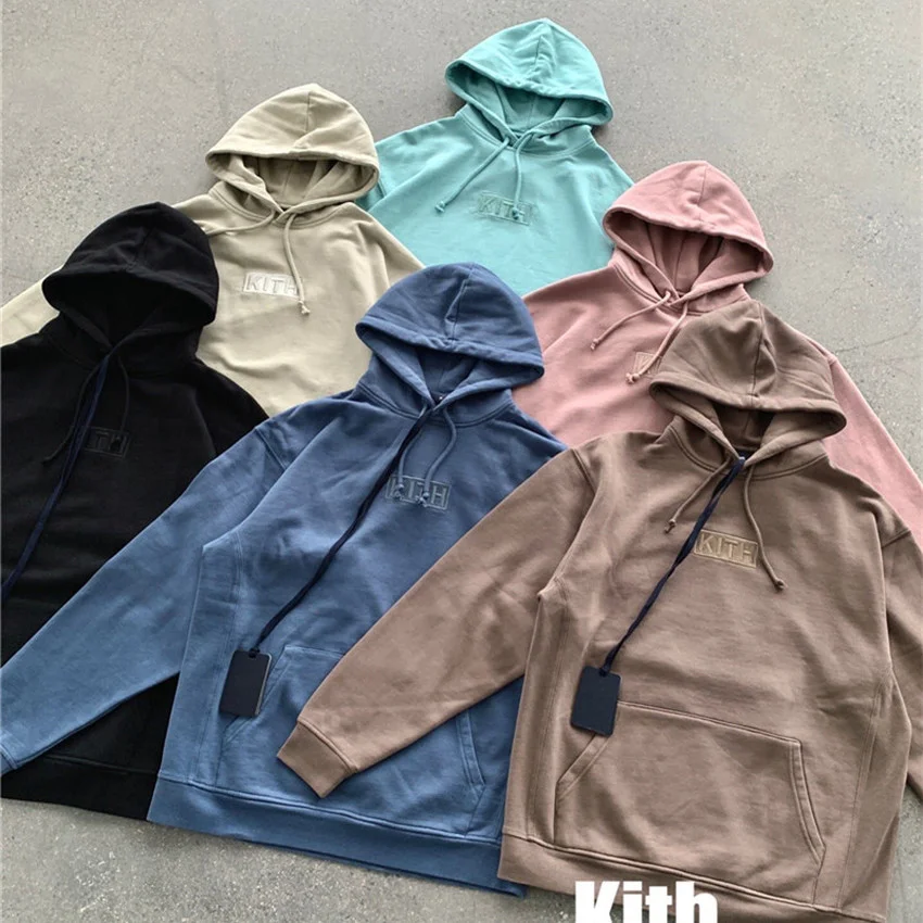 

Solid Kith Hoodie Men Women 1:1 High-Quality Box Embroidery KITH Logo Hoodies Sweatshirts Heavy Fabric Oversize Pullovers
