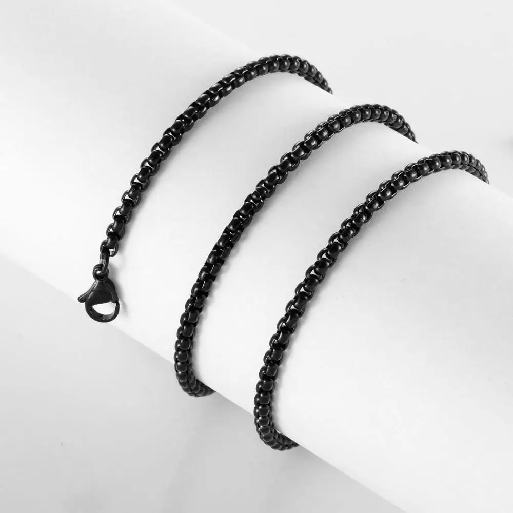 Цепь из нержавеющей стали для мужчин и женщин ювелирное изделие черного цвета с