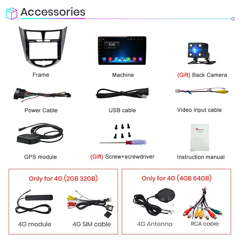 Navigation GPS Android Car Radio Multimedia Video Player For Hyundai Solaris Verna Accent i25 2010-2016 2 Din Rear View Camera | Автомобили