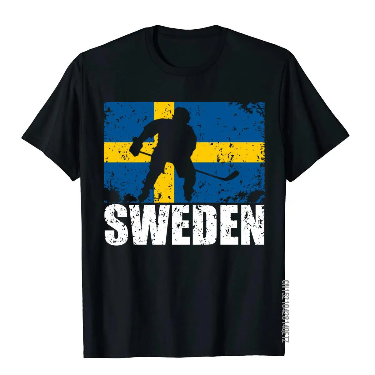Состаренная футболка с шведским флагом хоккея фаната модные хлопковые мужские