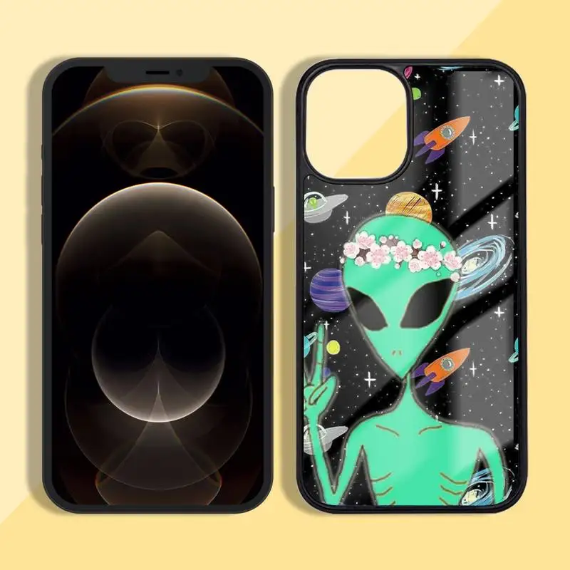 

Cute Cartoon alien space Phone Case Silicone TPU+PC For iPhone11 12 mini Pro MAX 7 8 Plus X XR XS Samsung S20 10 9 8 Plus ultra