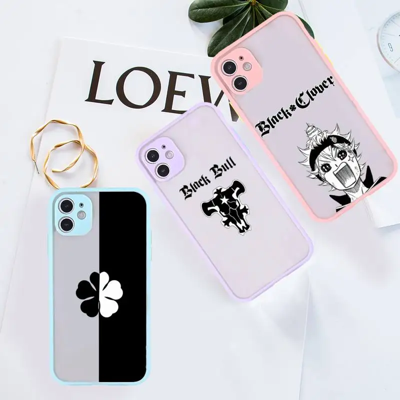 

Manga Anime Black Clover Phone Case For iPhone 12 11 Mini Pro XR XS Max 7 8 Plus X Matte transparent Purple Back Cover