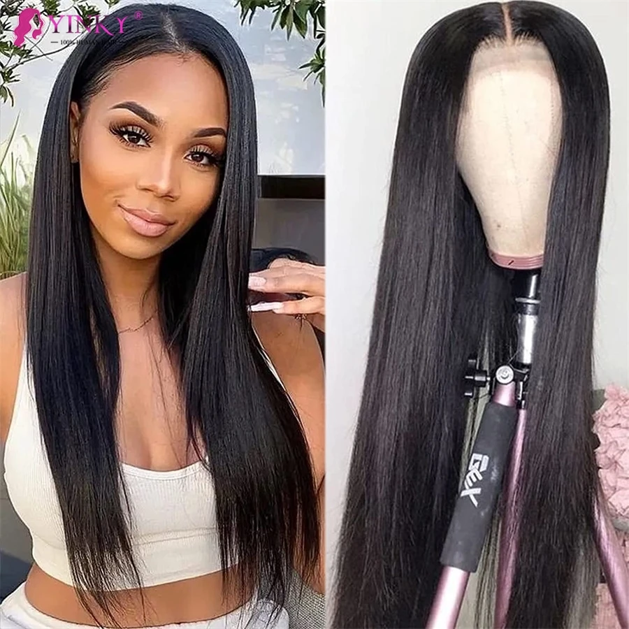 Straight Lace Front Human Hair Wigs 13x6 180 Density Brazilian Lace Frontal Wigs for Black Women Natural Color