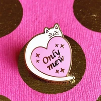 kawaii only mew cat hard enamel pin cartoon animal heart shaped white cats medal brooch fashion lapel backpack pins decor