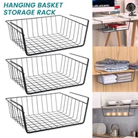 3pcs under shelf storage basket wrought iron hanging shelf basket removable hanging storage basket for kitchen office