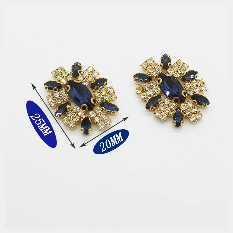 New Shiny Beautiful Glass Mix Color Buttons For Clothing 5Pcs/lot Rhinestones Diamond 20*25mm Handwork Decor Jewelry Accessories | Дом и сад