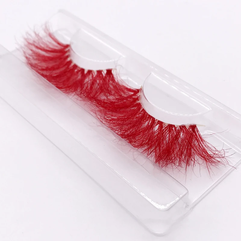 

3D Red Mink Hair False Eyelashes 25mm Mink Hair A Pair of Cross Colorful Exaggerated Eyelashes
