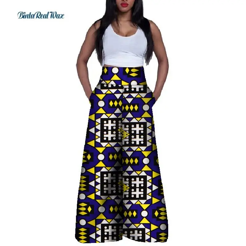 Модные женские брюки с Африканским принтом высокой талией Bazin Rich 100% хлопок