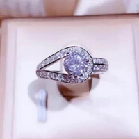 new korean fashion shiny 925 silver white zircon adjustable open ring for women girls wedding engagement jewelry christmas gift