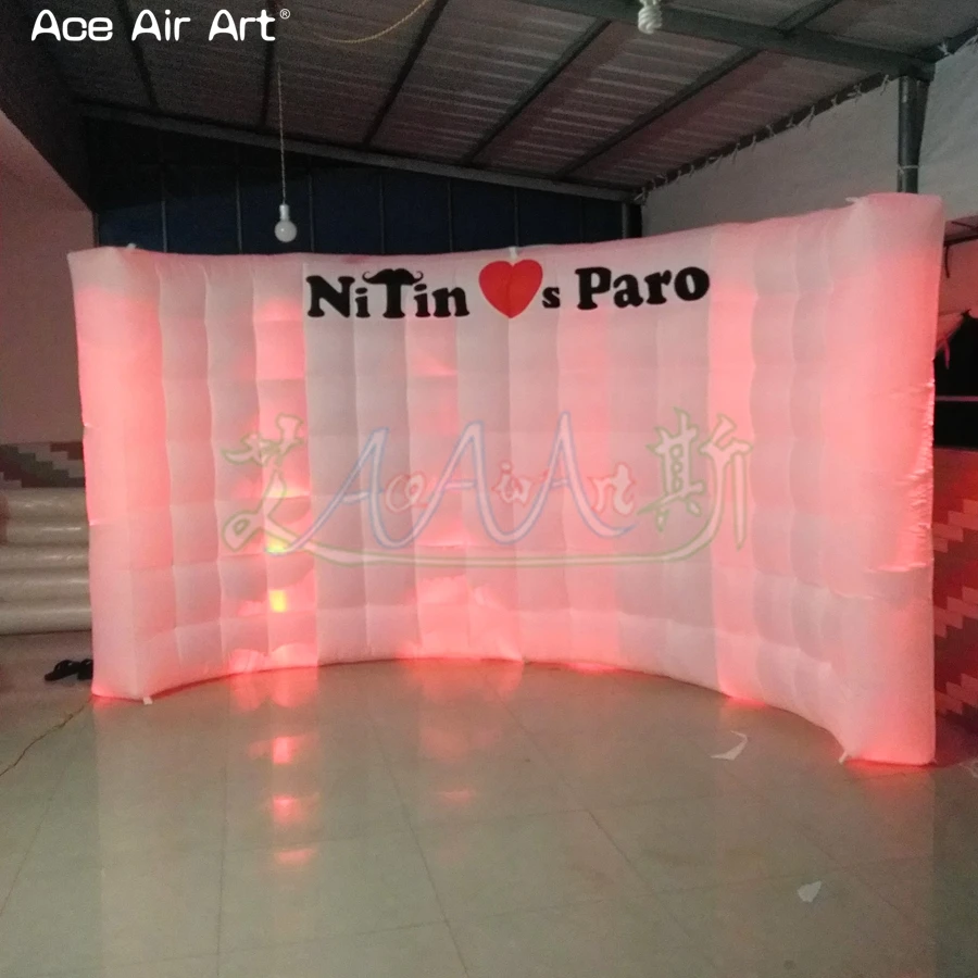 3x2.1m Silver color inflatable Dj booth wall,photo booth backdrop with interior blower for entertainment on wedding parties