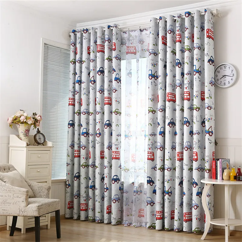 

Cartoon Small Cars Blackout Curtains For Boy Kids Children Bedroom White Window Curtain Custom Made Drapes