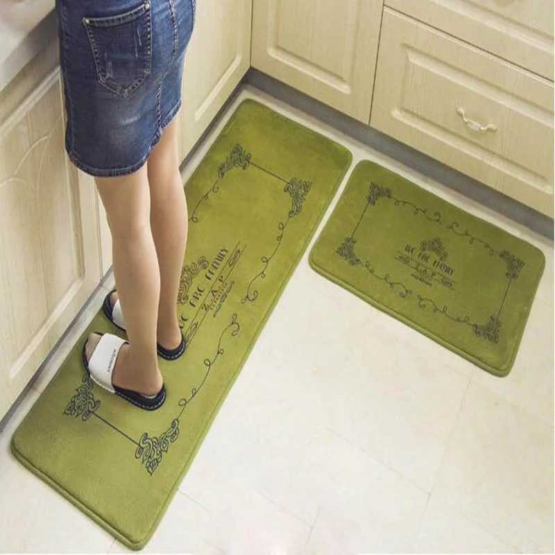 green 2pcs Противоскользящий коврик для дома и кухни, коврик для ванной комнаты, коврик для прихожей, балкона, сада, отеля, коврик для спальни, коврик для машинной стирки - Цвет: green 2pcs