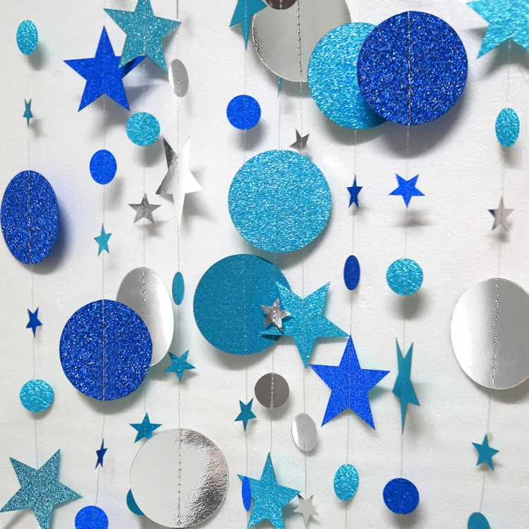 

12 Color Star Piece Decoration Pull Flower Round Hanging Decoration Birthday Party School Activities Celebration Decoration 018