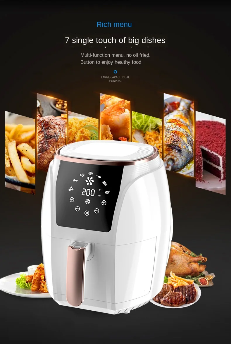 

110V Smart Touch Air Deep-Fried Pot Household Oil-Free Deep Frying Pan Deep-Fried Pot Chips Machine