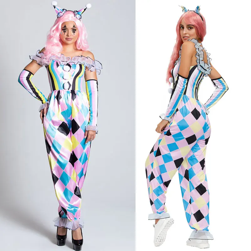 

Clown Costume Womens Ladies Female Circus Jester Halloween Fancy Dress Outfit MS4568 MXL
