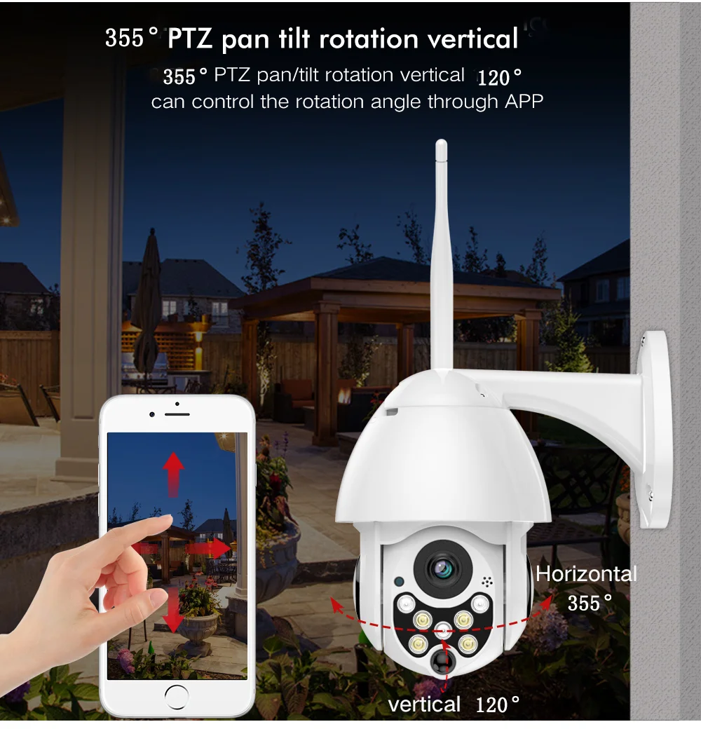 Jiange ip камера наружная wifi 1080P 5X цифровой беспроводной зум PTZ IR Водонепроницаемая аудио камера наблюдения ycc365plus