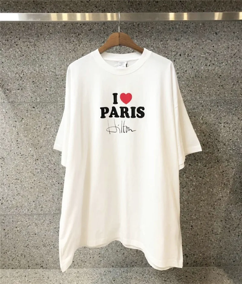 

Футболка Мужская/женская оверсайз, тенниска с надписью ts I Love Paris, в стиле хип-хоп, уличная одежда, лучший вариант 1:1