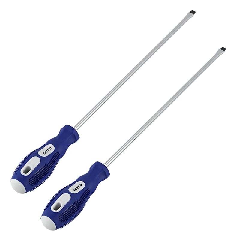 

2X 30.5 cm Long Shaft 6.5 mm Magnetic Tip Flat-Head Screwdriver Handy Instrument