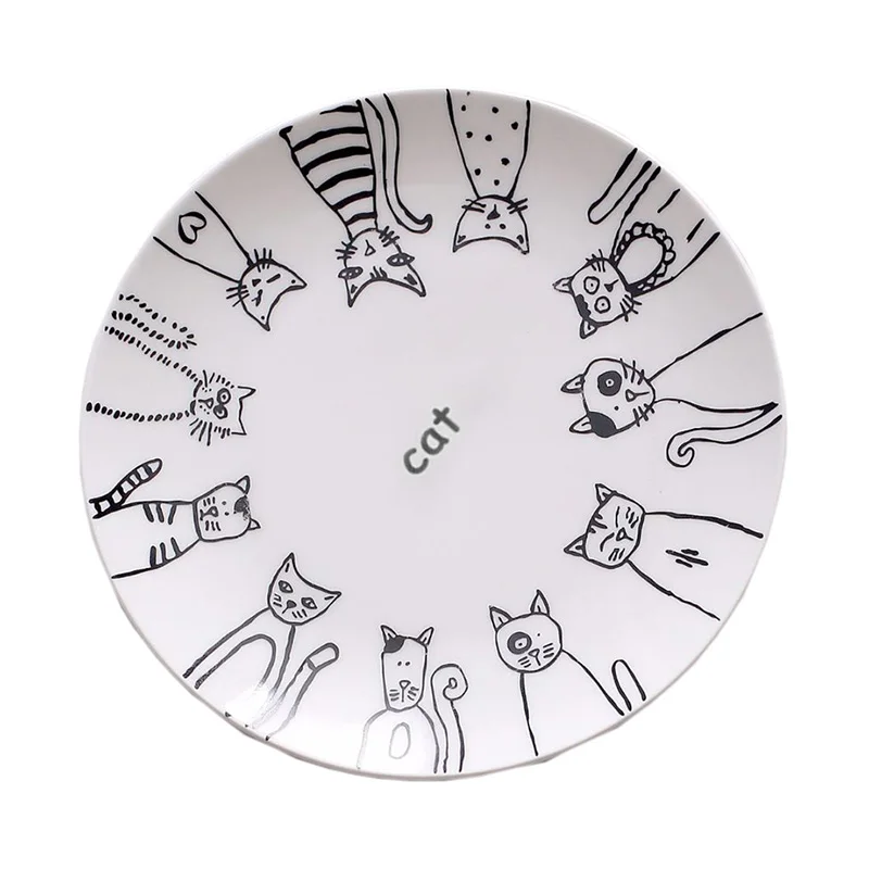 Керамическая тарелка с изображением милого кота Западный обеденный десерт