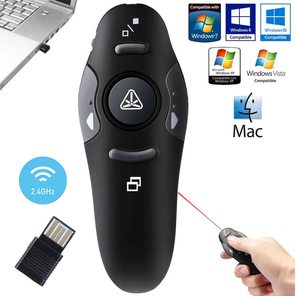 2 4 ГГц USB Беспроводной Presenter для ПК красная лазерная указка PPT Дистанционное