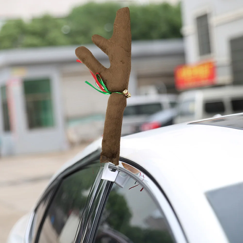 

Christmas Car Sika Deer Antlers Nose Horn Costume Car Truck External Decor Xmas Vehicle Holiday Party Decoration