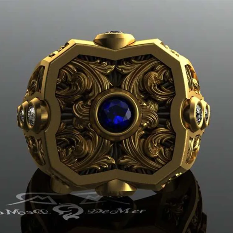

Fashion Jewelry Rings, Geometric gold zircon ring, Punk ring for men