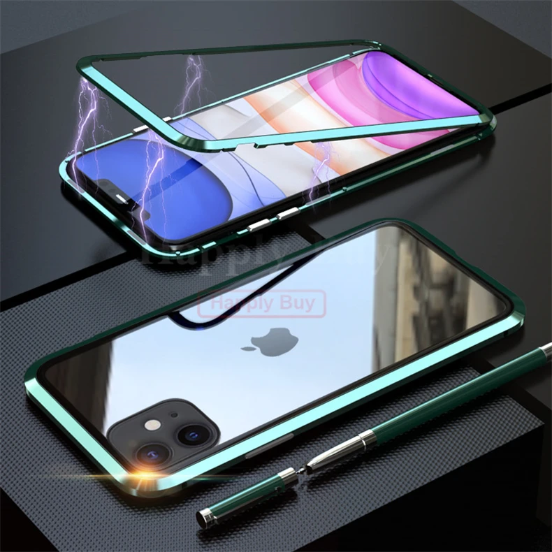 Магнитный адсорбционный чехол для телефона iPhone 11 Pro Max, чехол с магнитом для iPhone 11 Pro Max, чехол, чехлы из металла, Bumber Coque
